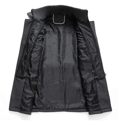 Lyxig Ullrock – Varm Långrock i Kasmirblandning med Dubbel Krage