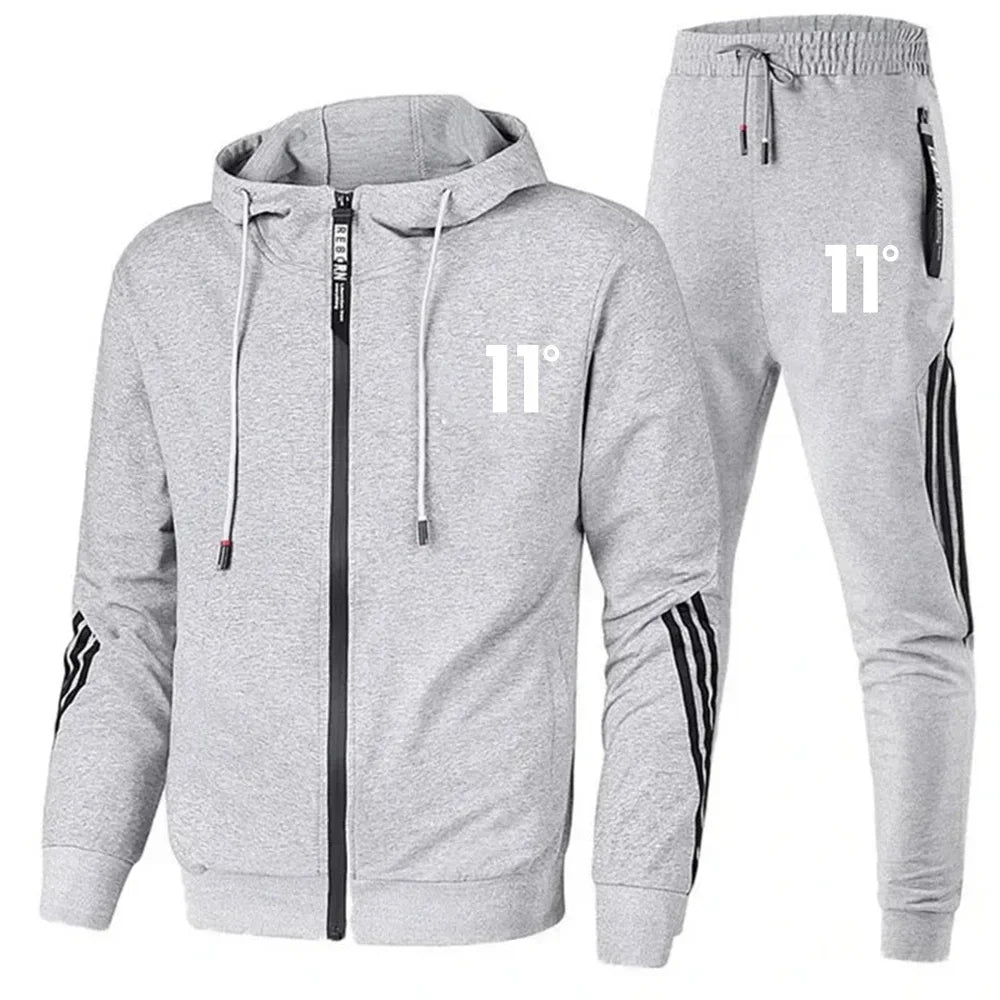 2025 Fashion Men's Set, Jogging, casual Wear Set, Spring and Autumn printed fitness drawstring sweatshirt + casual sport pants