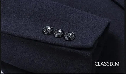 New Winter Men Business Casual Woolen Blends Fur Collar Male Cashmere Trench Coats High Quality Overcoats Warm Jackets Size 3XL