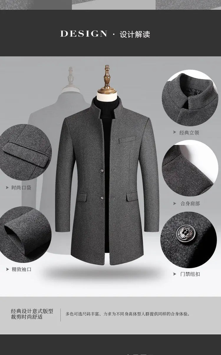 2025 Fashion™ Herrrock i Ull – Elegant, Varm & Tidlös Höst/Vinterkappa