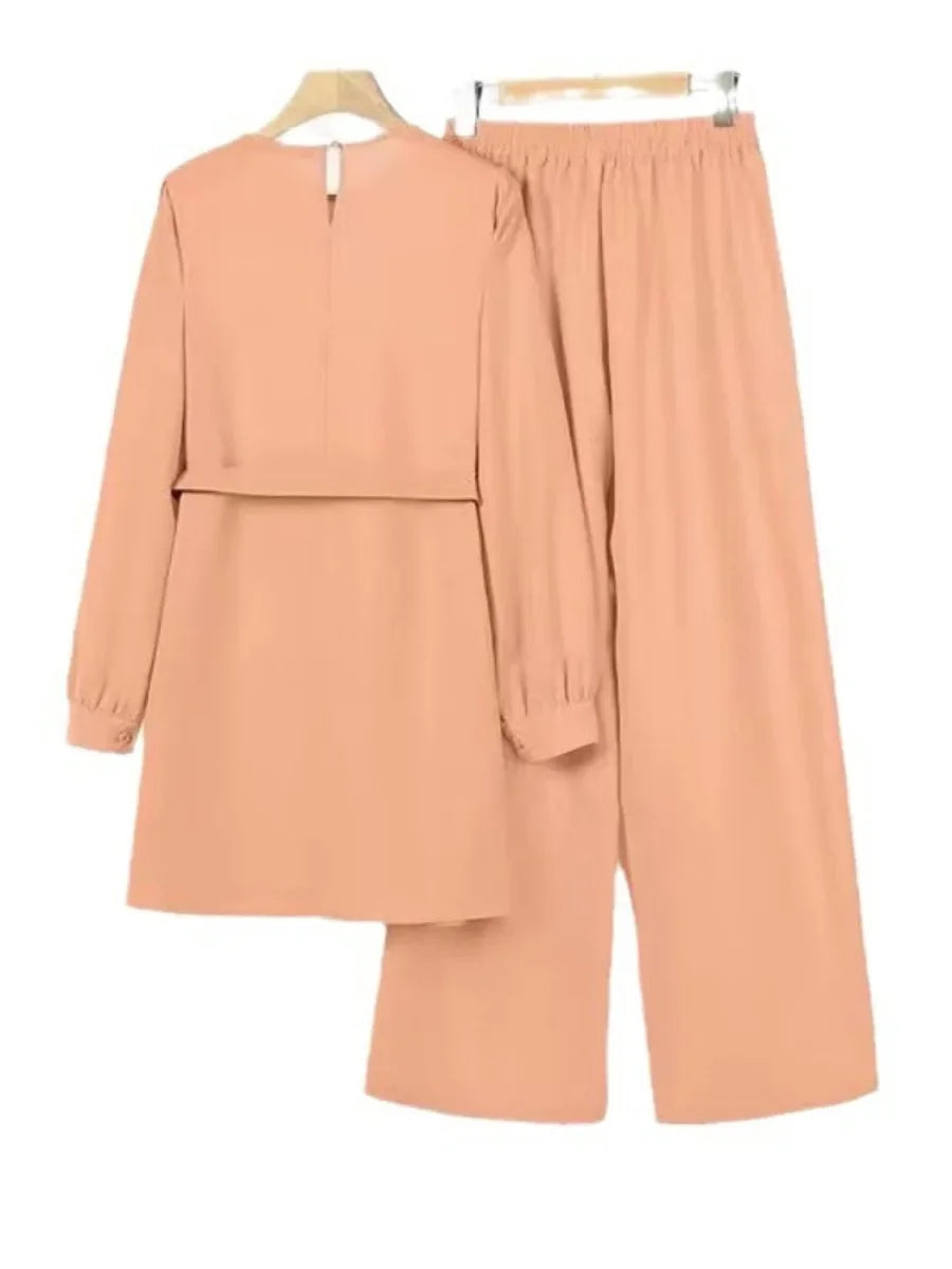 Kläder för Kvinnor – 2-delars Set med Blus & Byxor bäst för Eid, Ramadan .....
