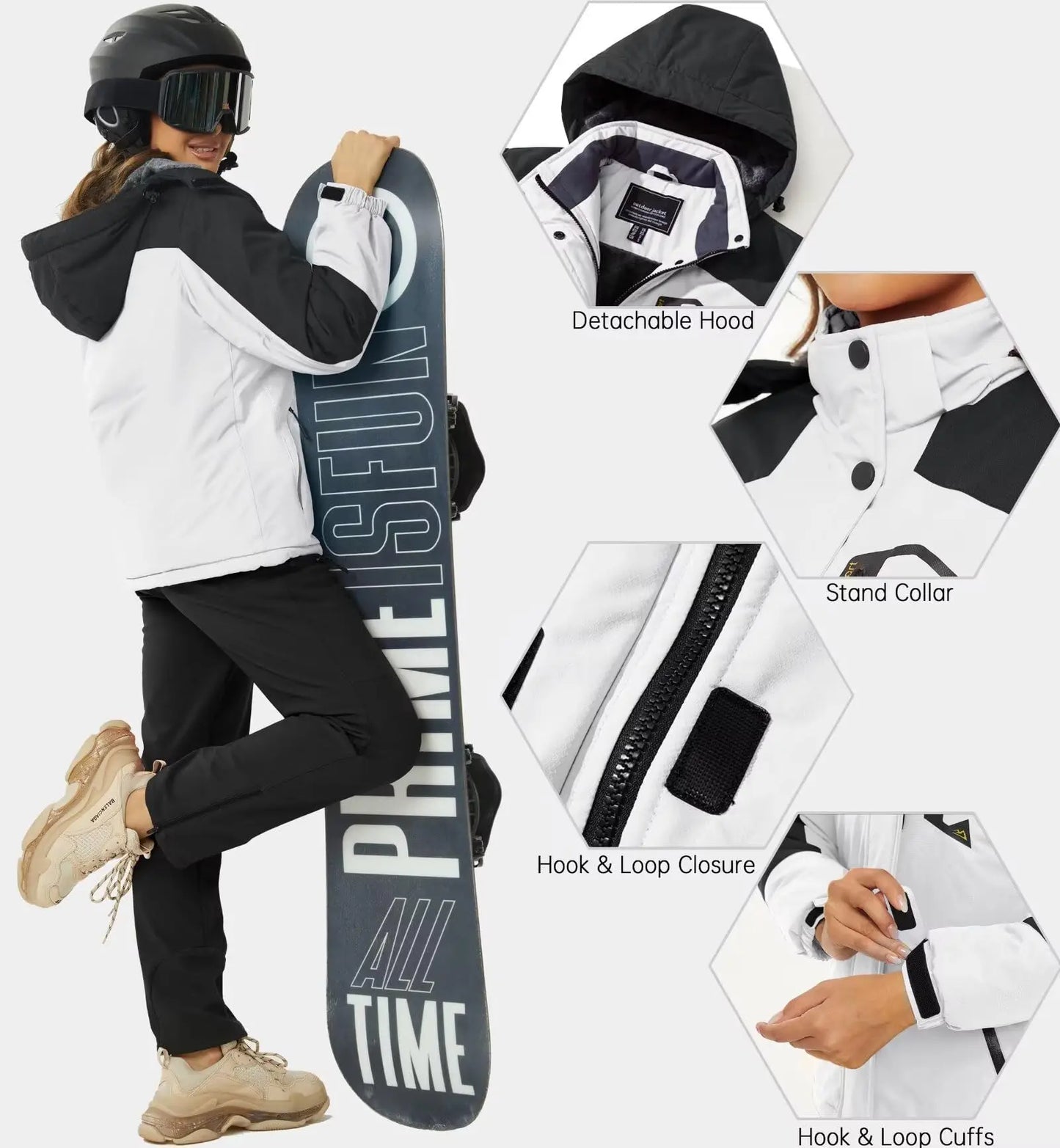 KEFITEVD™ Dam Termisk, Vattentät & Vindtät - Vinterjacka med Fleece för Outdoor, Äventyr & Vardag