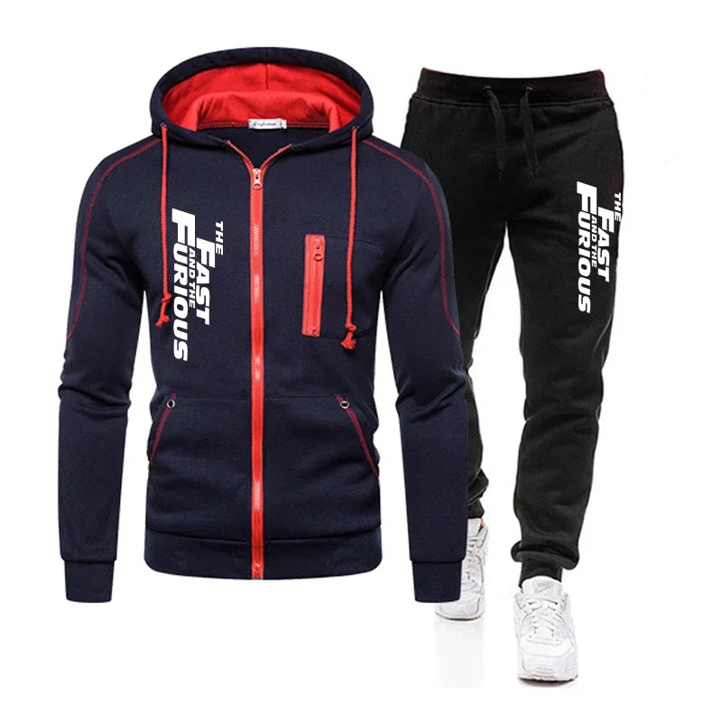 Herr tracksuit – 2-delad hoodie & byxor med print