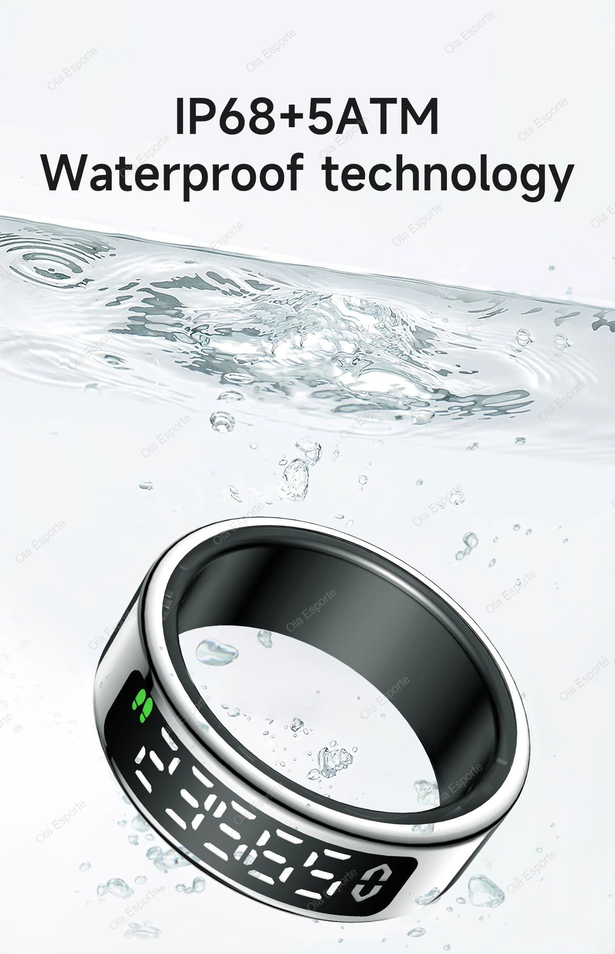 Smart Ring Display Screen Touch Health Monitor Gesture Swipe Video/Brush Tiktok 5ATM Waterproof Multi Sports Smartring Men Women