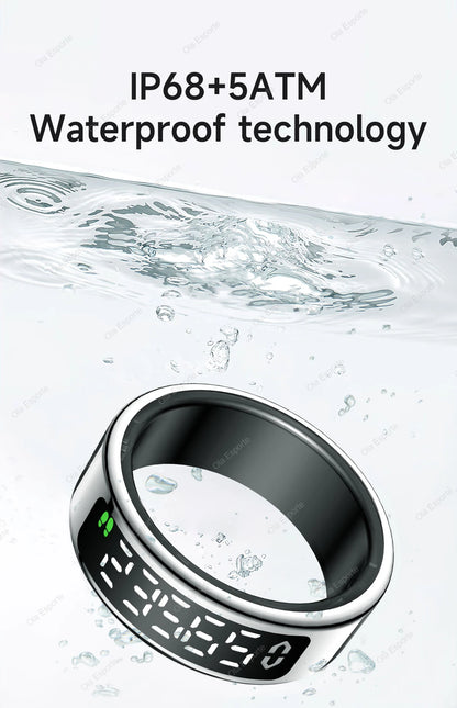 Smart Ring Display Screen Touch Health Monitor Gesture Swipe Video/Brush Tiktok 5ATM Waterproof Multi Sports Smartring Men Women