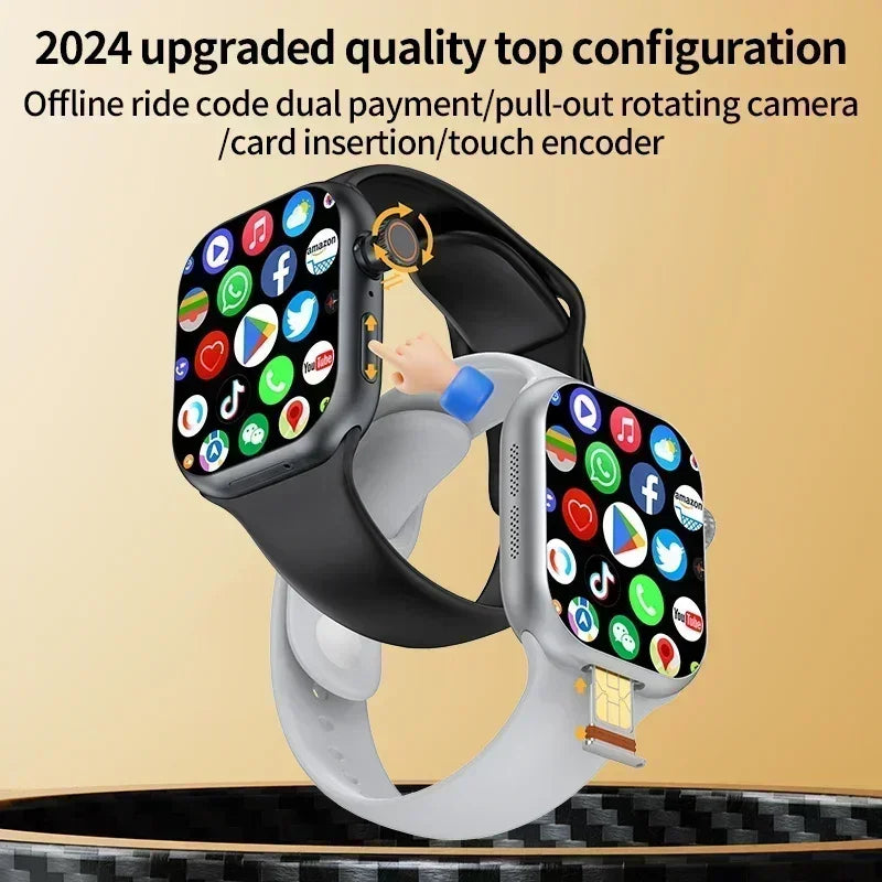 Smart 5G Smartwatch 2.29 Inch AMOLED Display 180 Degree Rotating Camera SIM Card WiFi GPS Video Calling Worldwide Version