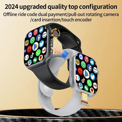 Smart 5G Smartwatch 2.29 Inch AMOLED Display 180 Degree Rotating Camera SIM Card WiFi GPS Video Calling Worldwide Version
