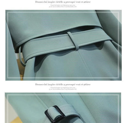 Dam trenchcoat – Lång dubbelknäppt kappa med bälte