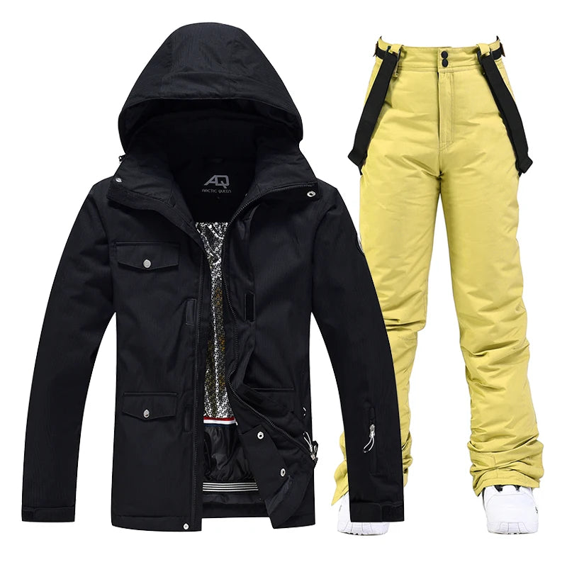 -35, Men and Women Snow Wear, Clothing for Snowboarding, Snow Ski Jacket and Pant Set, Snowboarding Clothing, Pure Color, Unsex