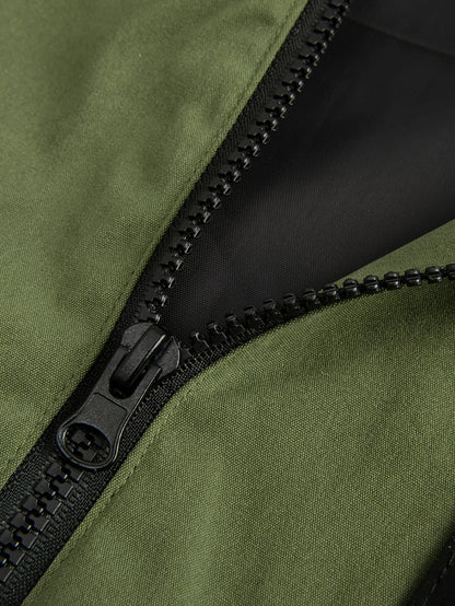 Men's Fashion Casual Jacket with Hood and Drawstring, Solid Color, Suitable for Spring and Autumn Casual Attire