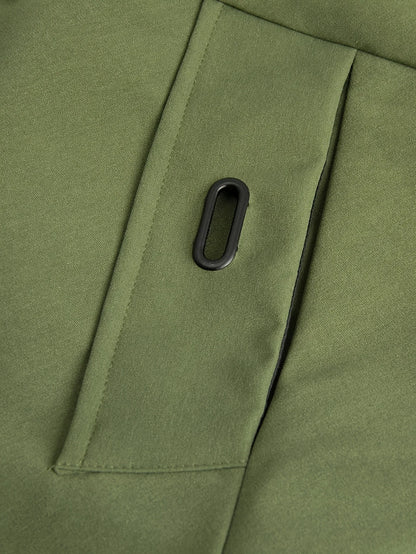 Men's Fashion Casual Jacket with Hood and Drawstring, Solid Color, Suitable for Spring and Autumn Casual Attire