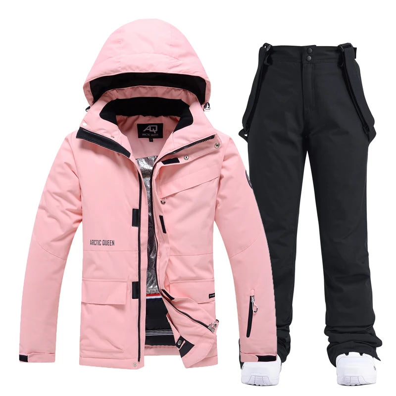 -35, Men and Women Snow Wear, Clothing for Snowboarding, Snow Ski Jacket and Pant Set, Snowboarding Clothing, Pure Color, Unsex