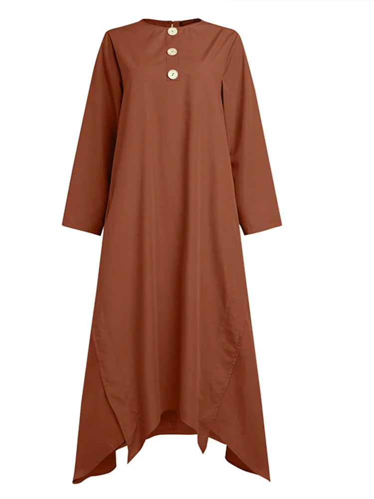 Vintage Muslimsk Klänning – Långärmad Abaya, Midi Klänning