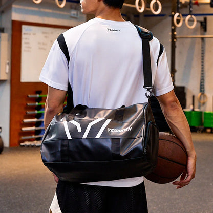 Veidoorn Large Capacity Gym Bag Waterproof Durable Dry and Wet Separation Sports Leather Bag Outdoor Travel Backpack