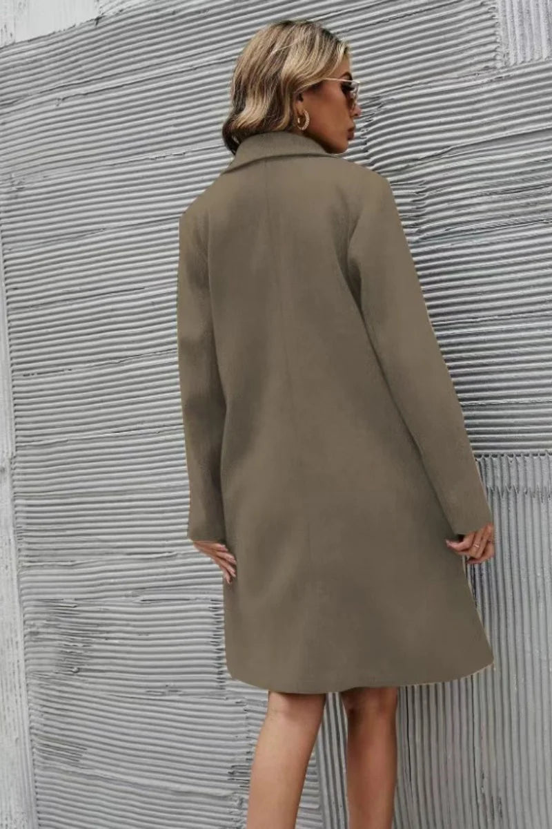 Damkappa i ull – tunn lång höst/vinterkappa, koreansk stil