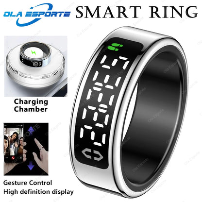 Smart Ring Display Screen Touch Health Monitor Gesture Swipe Video/Brush Tiktok 5ATM Waterproof Multi Sports Smartring Men Women