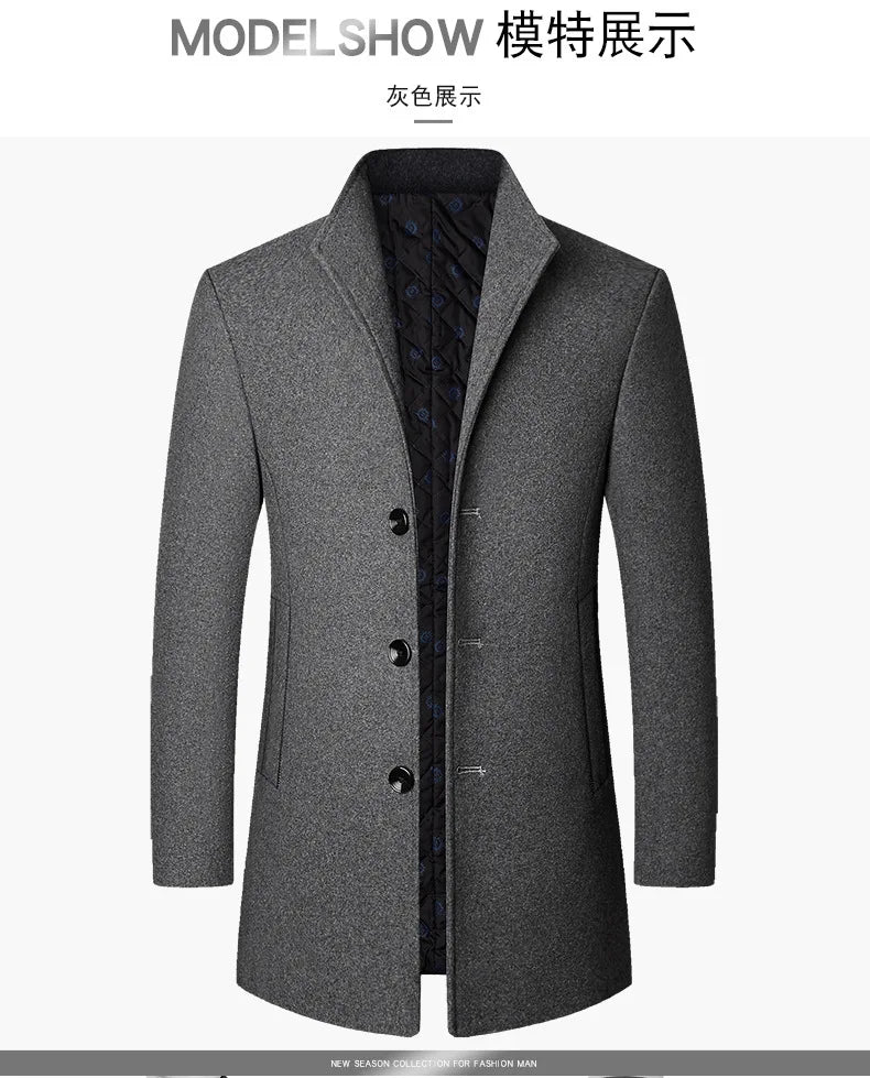 Herrrock i Ull & Cashmere – Elegant Vinterkappa för Affär & Vardag (upp till 3XL)