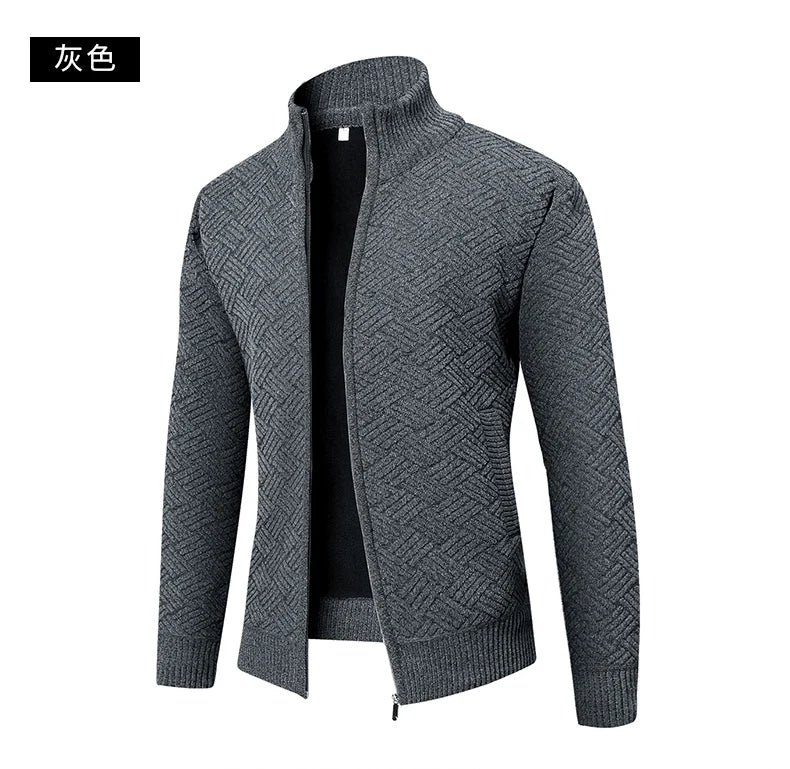 Top Quality Thick Velvet Zip Up New Brand Fashion Knit Cardigan Korean Sweater Casual Japanese Coats Jacket Mens Clothes 2025