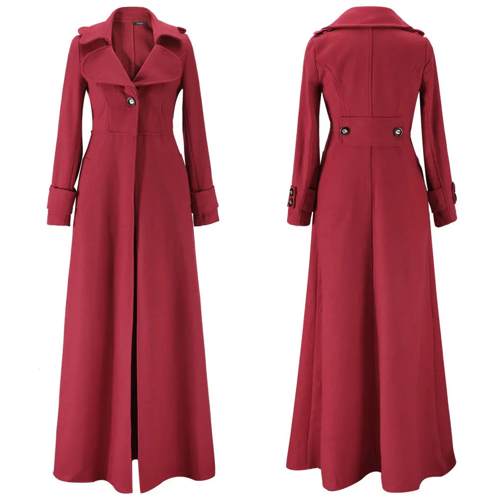 Long Wool Coat – Vintage Autumn & Winter Women’s Outwear