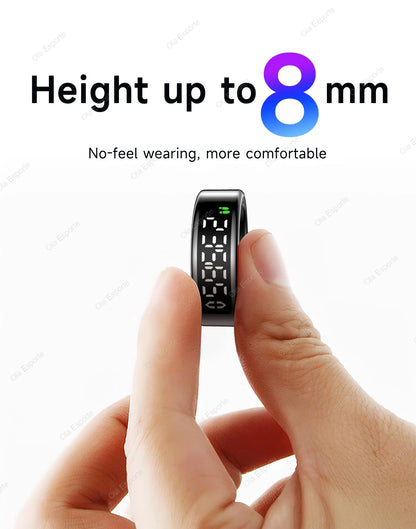 Smart Ring Display Screen Touch Health Monitor Gesture Swipe Video/Brush Tiktok 5ATM Waterproof Multi Sports Smartring Men Women