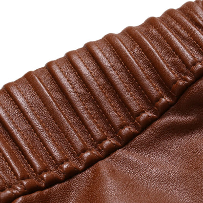 Men's leather jacket 2025 new spring and autumn thin style stand collar striped PU leather jacket motorcycle leather jacket