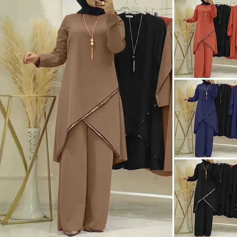 Muslimskt 2-delars Set – Blus & Vida Byxor Eid/Ramadan