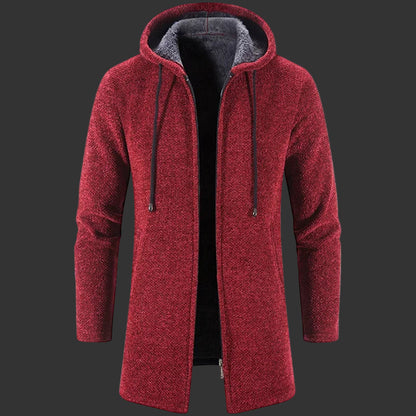 Herrtröjjacka – Stickad kofta med dragkedja, medellång, för höst och vinter