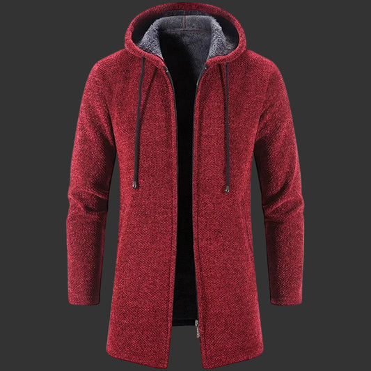 Herrtröjjacka – Stickad kofta med dragkedja, medellång, för höst och vinter