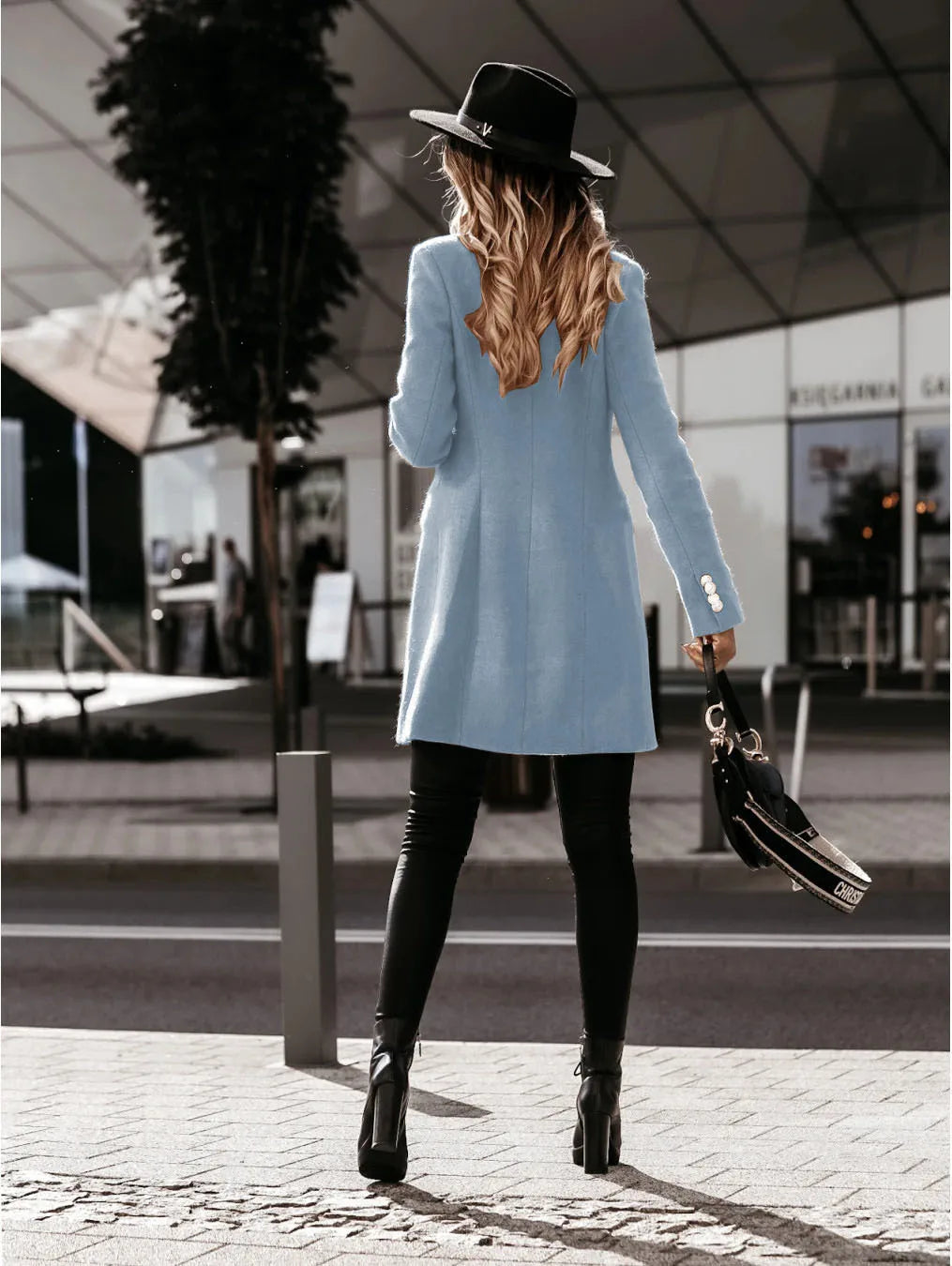 Damkappa i ull – lång trenchcoat, höst/vinter