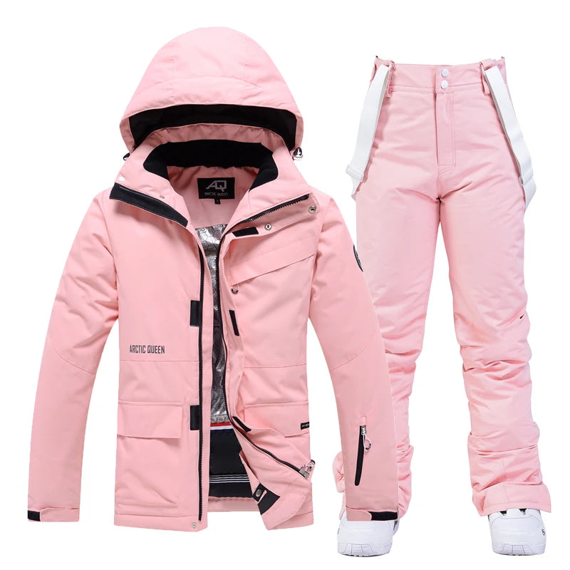 -35, Men and Women Snow Wear, Clothing for Snowboarding, Snow Ski Jacket and Pant Set, Snowboarding Clothing, Pure Color, Unsex