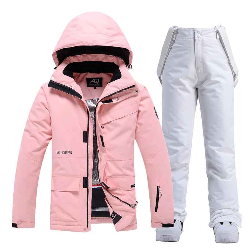 -35, Men and Women Snow Wear, Clothing for Snowboarding, Snow Ski Jacket and Pant Set, Snowboarding Clothing, Pure Color, Unsex