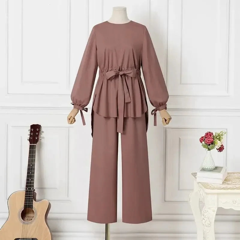 Eid 2-delat Set för Kvinnor – Blus & Vida Byxor