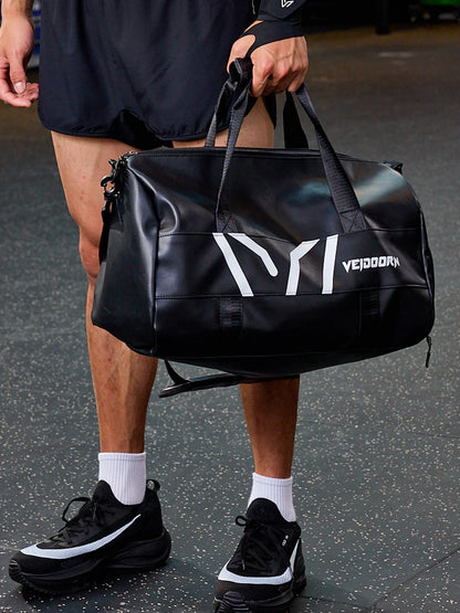 Veidoorn Large Capacity Gym Bag Waterproof Durable Dry and Wet Separation Sports Leather Bag Outdoor Travel Backpack