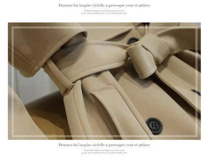 Dam trenchcoat – Lång dubbelknäppt kappa med bälte