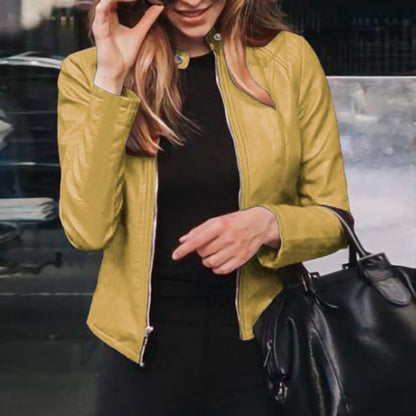 Damjacka i PU-läder – slim fit biker