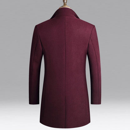 Woolen Coat Male Mid-Length Men Trench Coat Autumn Winter Pockets Single Breasted Slim Fit Windbreaker Coat Men Jacket Outwear