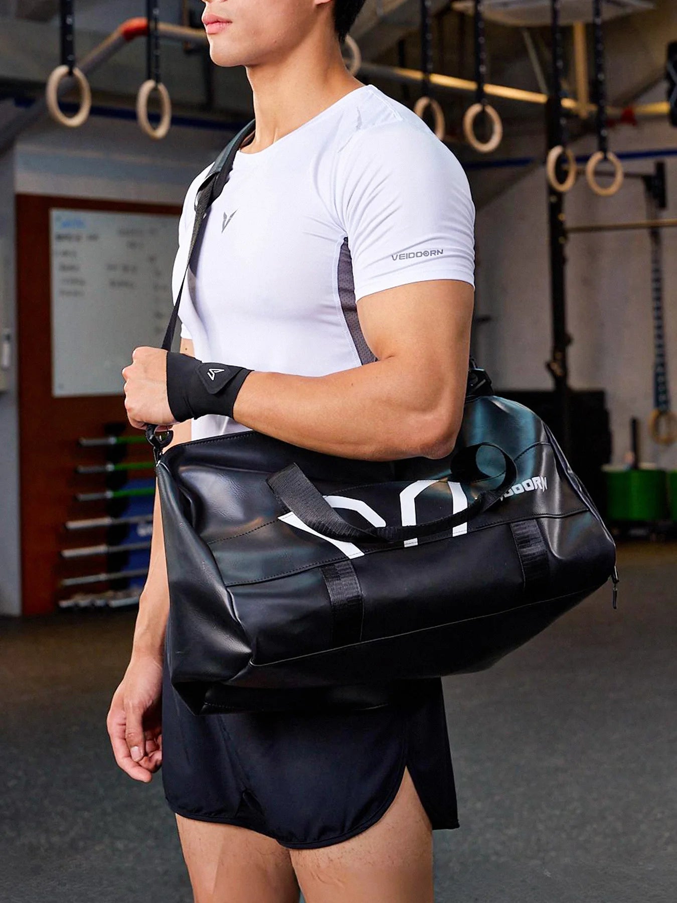 Veidoorn Large Capacity Gym Bag Waterproof Durable Dry and Wet Separation Sports Leather Bag Outdoor Travel Backpack