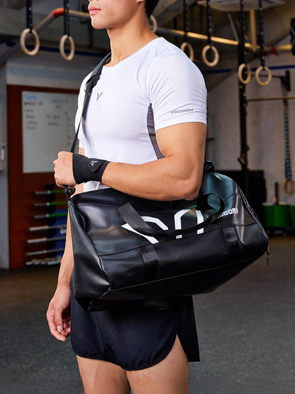 Veidoorn Large Capacity Gym Bag Waterproof Durable Dry and Wet Separation Sports Leather Bag Outdoor Travel Backpack