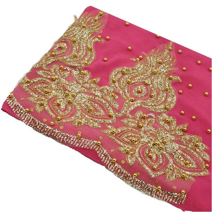 Chiffon hijab med guldglitter och pärlor