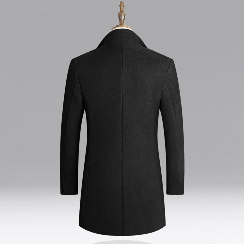 Woolen Coat Male Mid-Length Men Trench Coat Autumn Winter Pockets Single Breasted Slim Fit Windbreaker Coat Men Jacket Outwear