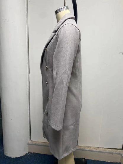 Damkappa i ull – lång trenchcoat, höst/vinter