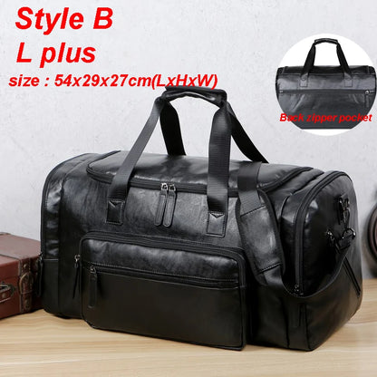 Men's PU Leather Gym Bag Sports Bags Duffel Travel Luggage Tote Handbag for Male Fitness Men Trip Carry ON Shoulder Bags XA109WA