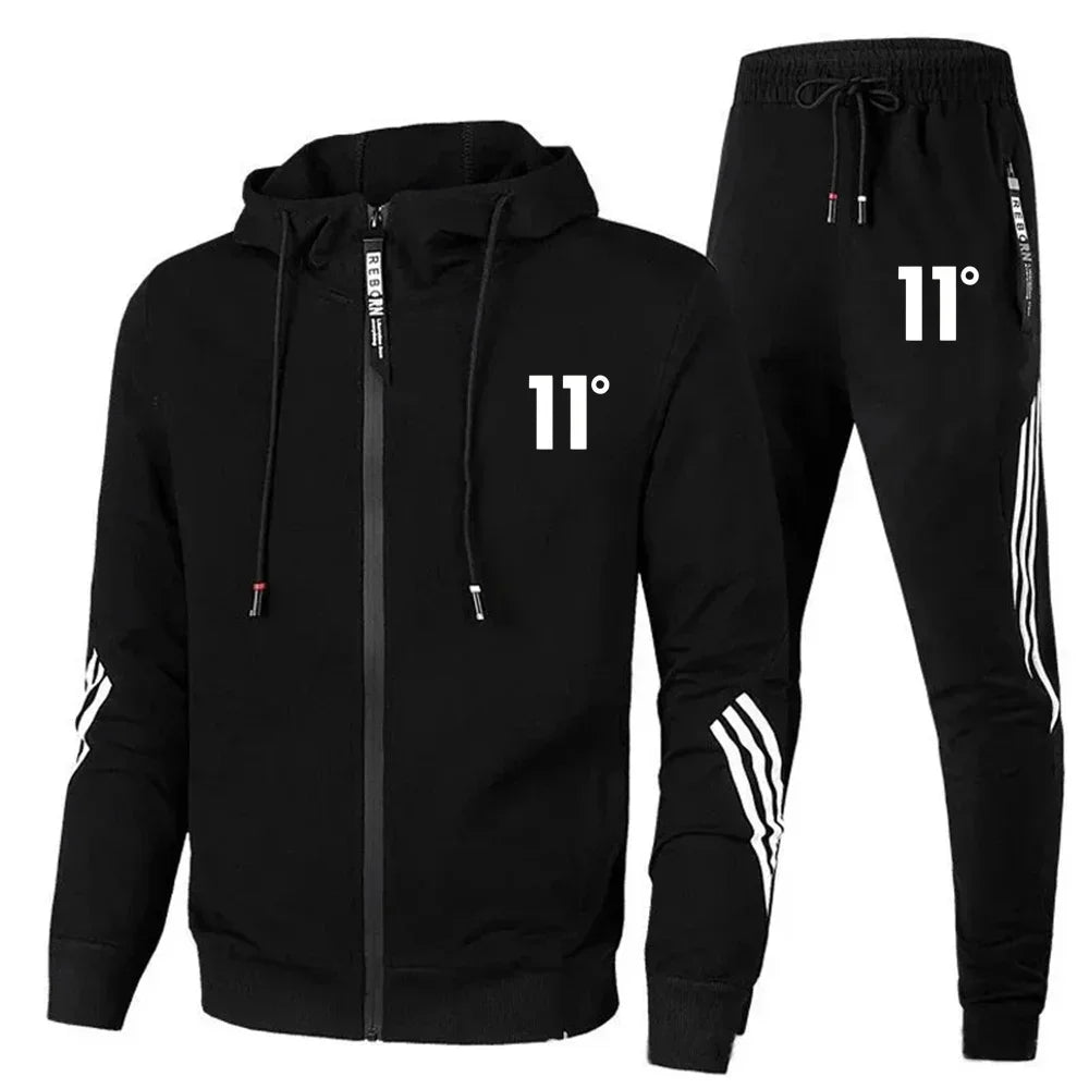 2025 Fashion Men's Set, Jogging, casual Wear Set, Spring and Autumn printed fitness drawstring sweatshirt + casual sport pants