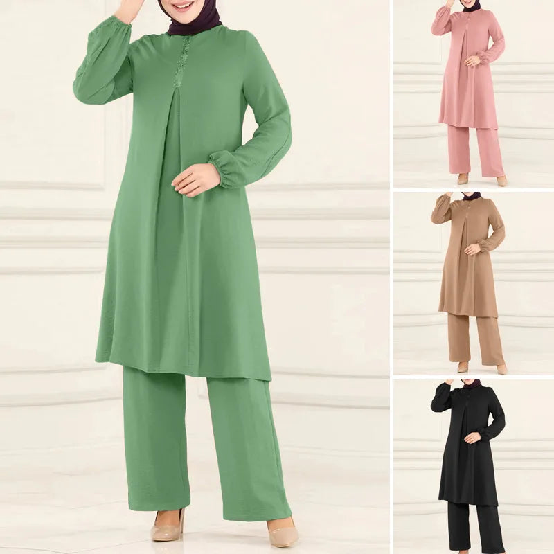 Elegant 2-delat Muslim Dress Set – Blus & Vida Byxor