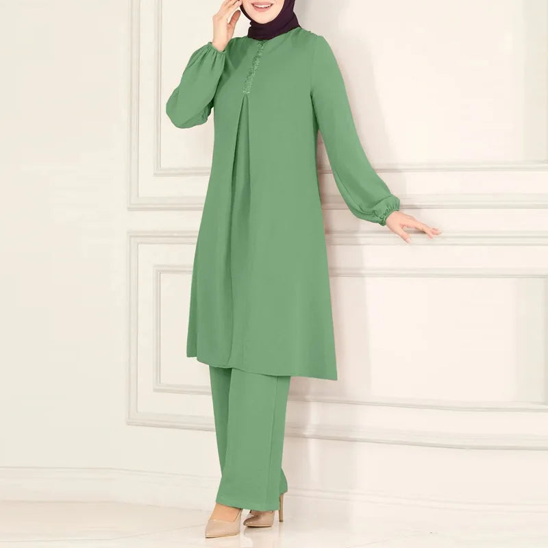 Elegant 2-delat Muslim Dress Set – Blus & Vida Byxor
