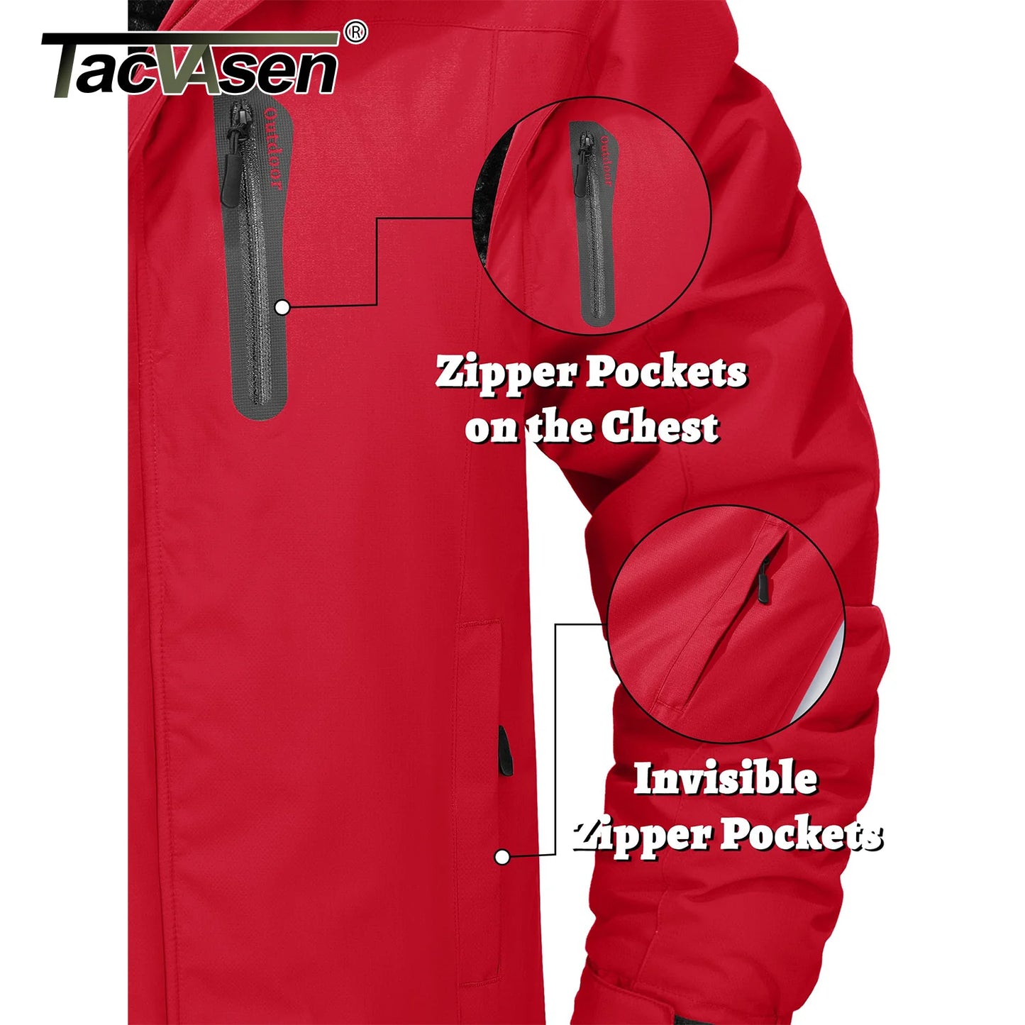 TACVASEN Winter Thicken Fleece Jacket Mens Waterproof Hiking Skiing Jackets Outdoor Mountain Trekking Windbreaker Parka Male