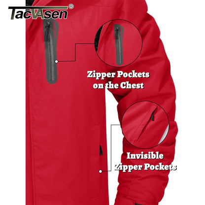 TACVASEN Winter Thicken Fleece Jacket Mens Waterproof Hiking Skiing Jackets Outdoor Mountain Trekking Windbreaker Parka Male