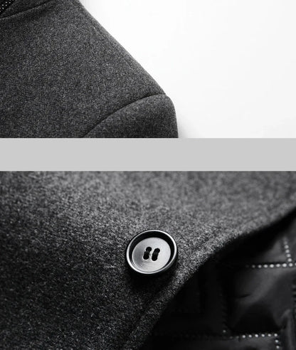 TFETTERS 2025 Herrjacka – Vinterkappa med kinesisk ståkrage | Elegant & Varm Ullkappa för Män