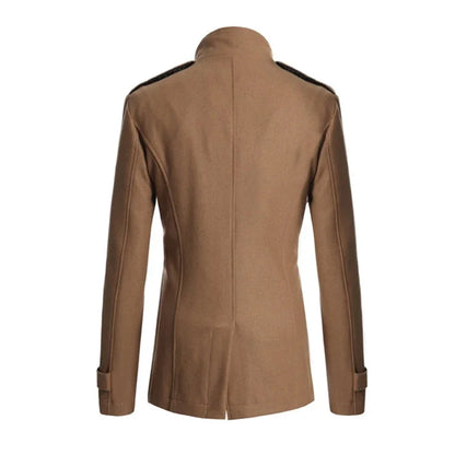 Herr lång vinterrock – elegant ullrock med knappar & klassisk design