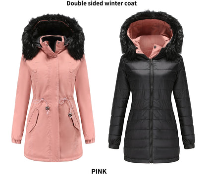 Dam vinterparka – Varm bomullskappa med avtagbar huva